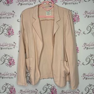 Talula blazer cardigan peach pink pockets open front waterfall style lightweight